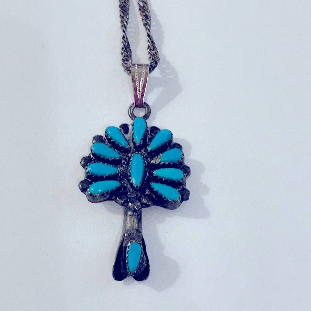 Vintage zuni Native American squash blossom necklace